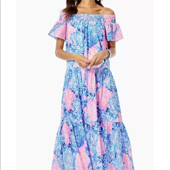 Lilly Pulitzer Dezi off shoulder Maxi dress Sway with me - Picture 5 of 10